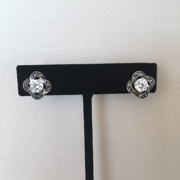 Jewelry - Marcasite and Crystal Stud Earrings
